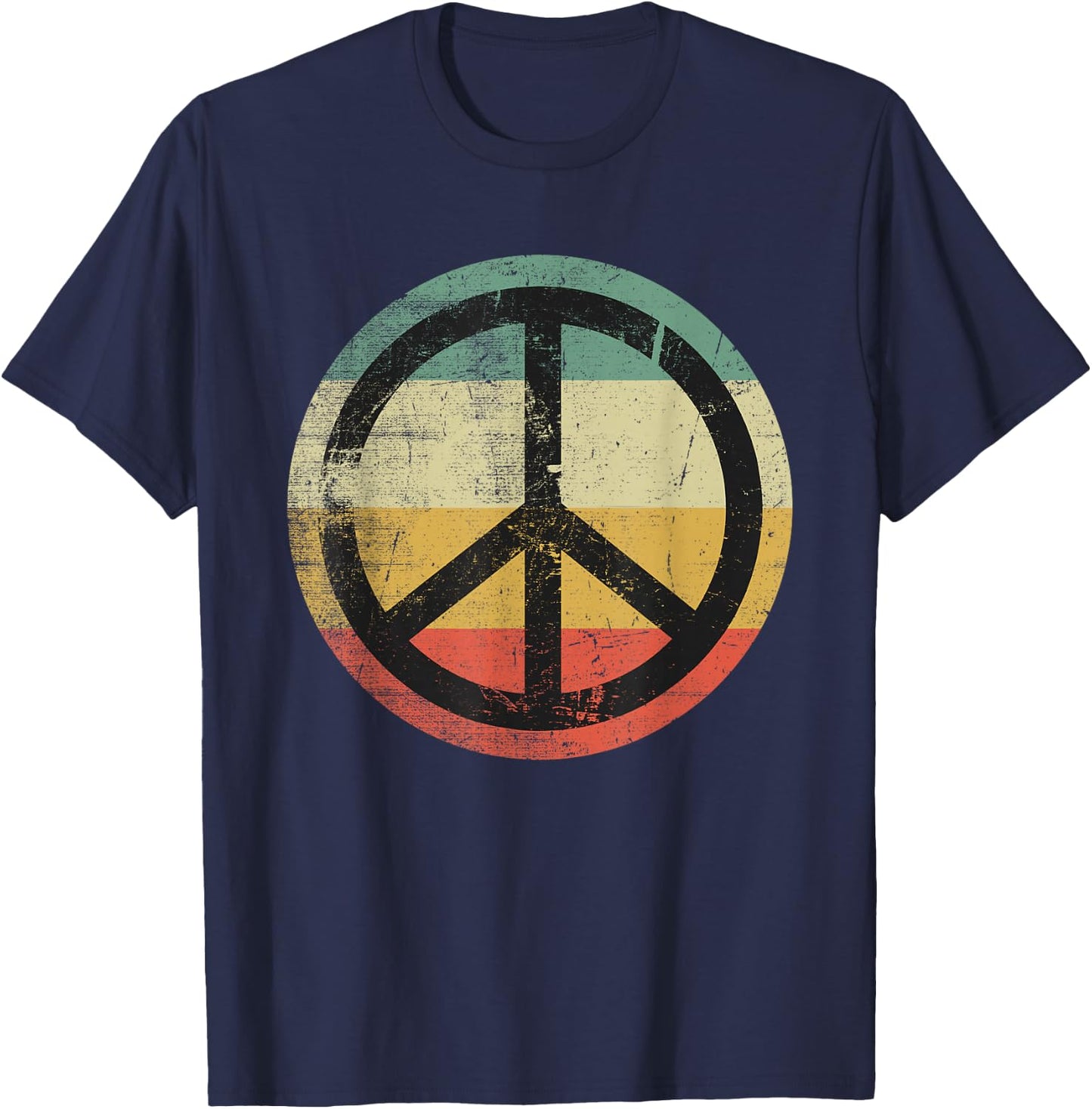 Retro Vintage Design Peace Sign T-Shirt - T-Shirt | Navy