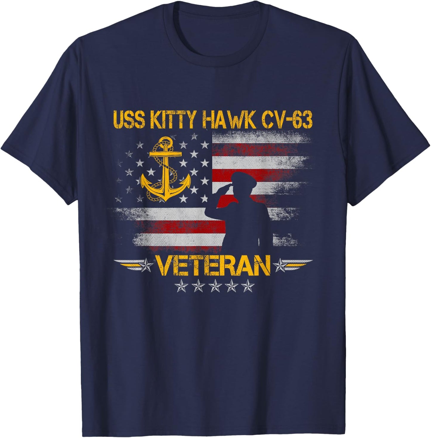 Proud US Military Warships USS CVN-63 Veterans Day , Men's Classic Fit Black Short Sleeve USS Kitty Hawk CV-63 Aircraft Carrier Veteran Flag Vintage , Small T-Shirt - T-Shirt | Navy