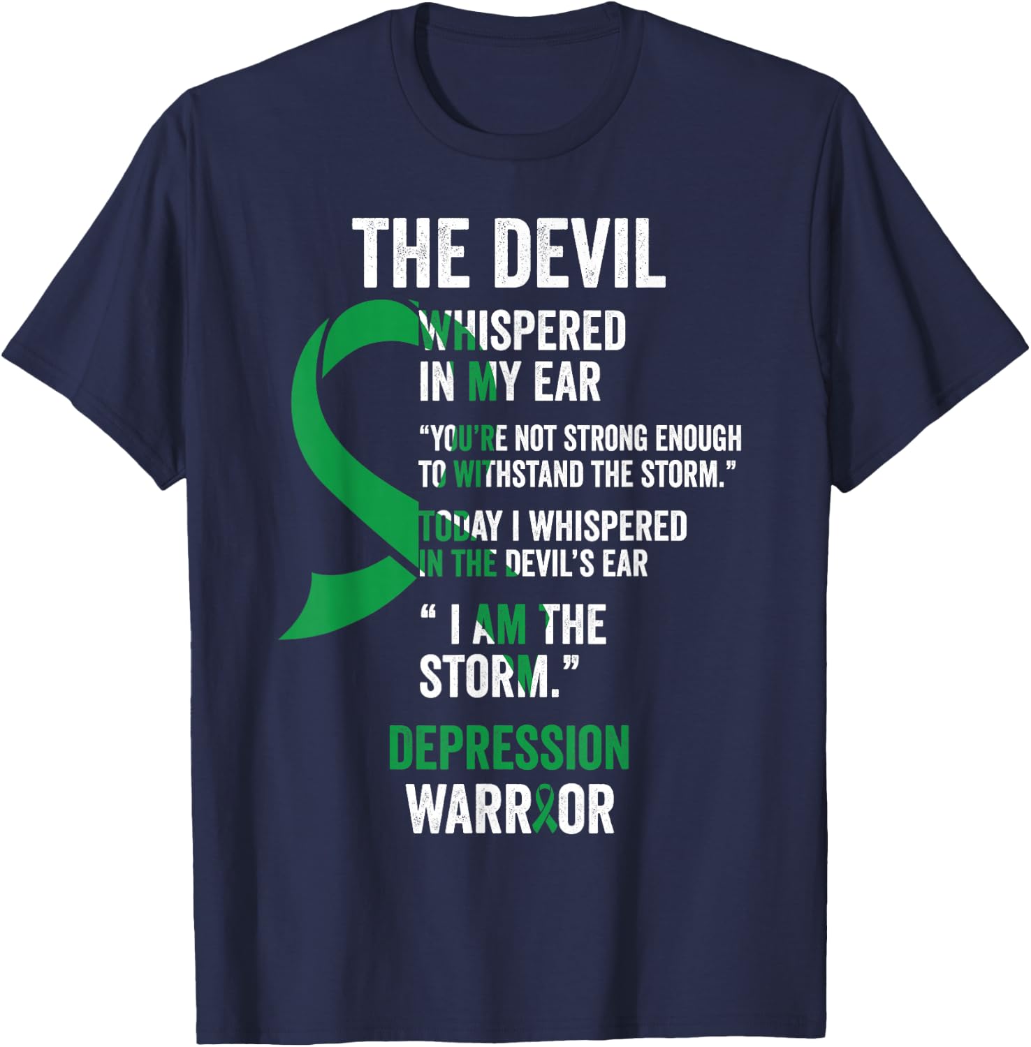 The Devil- Depression Awareness Support Ribbon T-Shirt - T-Shirt | Navy