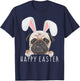 Happy Easter Ears Bunny Funny Pajama Dress Pug Party Rabbit T-Shirt - T-Shirt | Navy