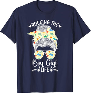 Rocking The Boy Gigi Life Grandma Gigi Of Boys Gigi T-Shirt - T-Shirt | Navy