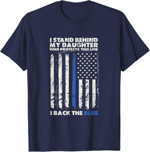 I Back The Blue For My Daughter For A Law Enforcement Parent T-Shirt - T-Shirt | Navy