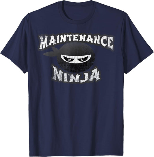 Maintenance Ninja Upkeep Technician Multitasking Repair Team T-Shirt - T-Shirt | Navy