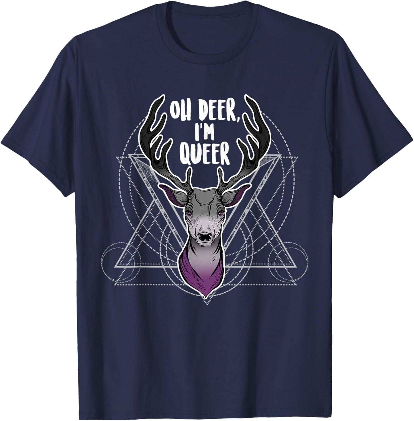 Asexual Oh Deer I'm Queer, Ace Pride Flag LGBT Festival Gay T-Shirt - T-Shirt | Navy
