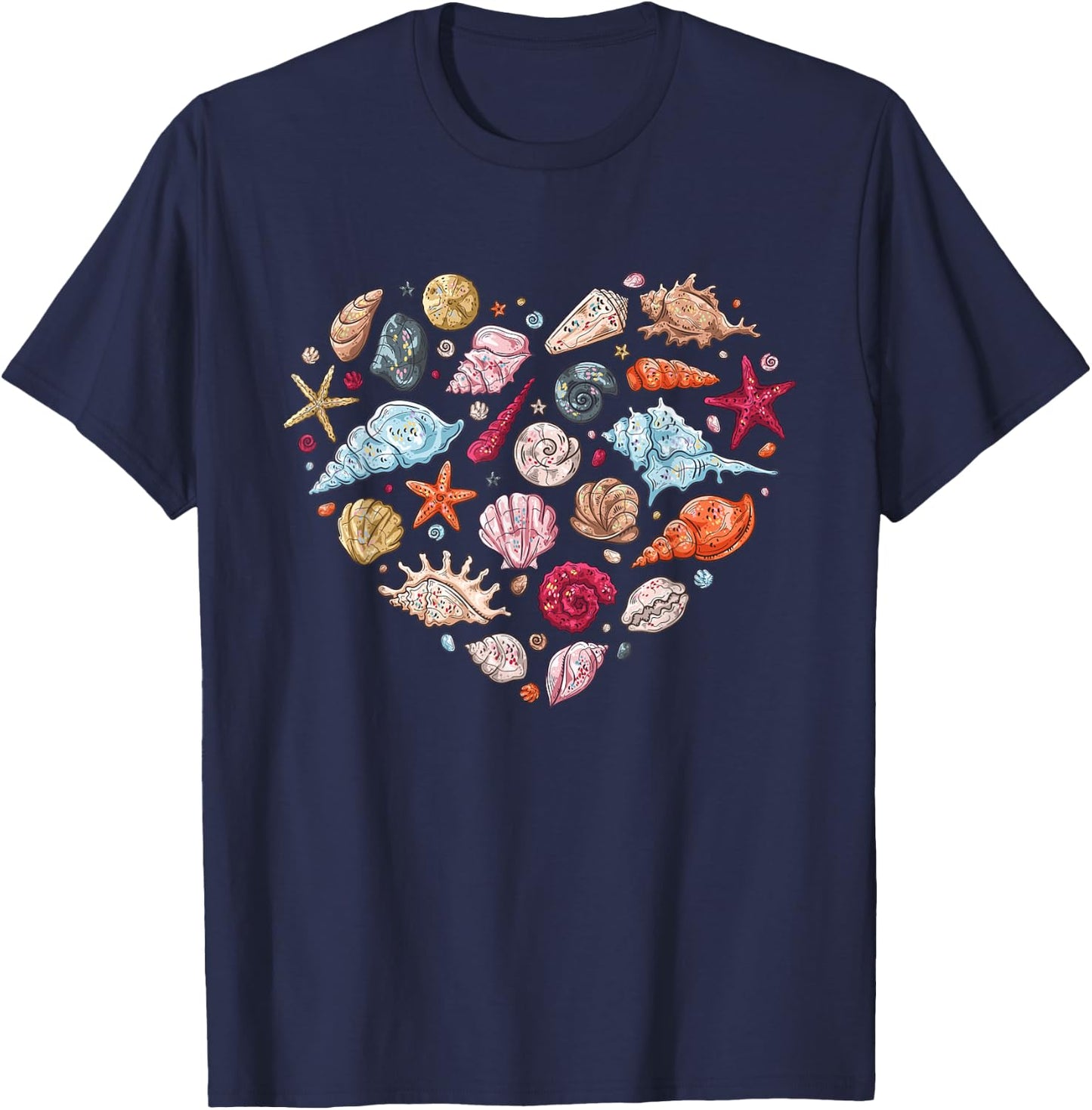 Seashells Heart | Seashell Collector Clam Seashell Lover T-Shirt - T-Shirt | Navy