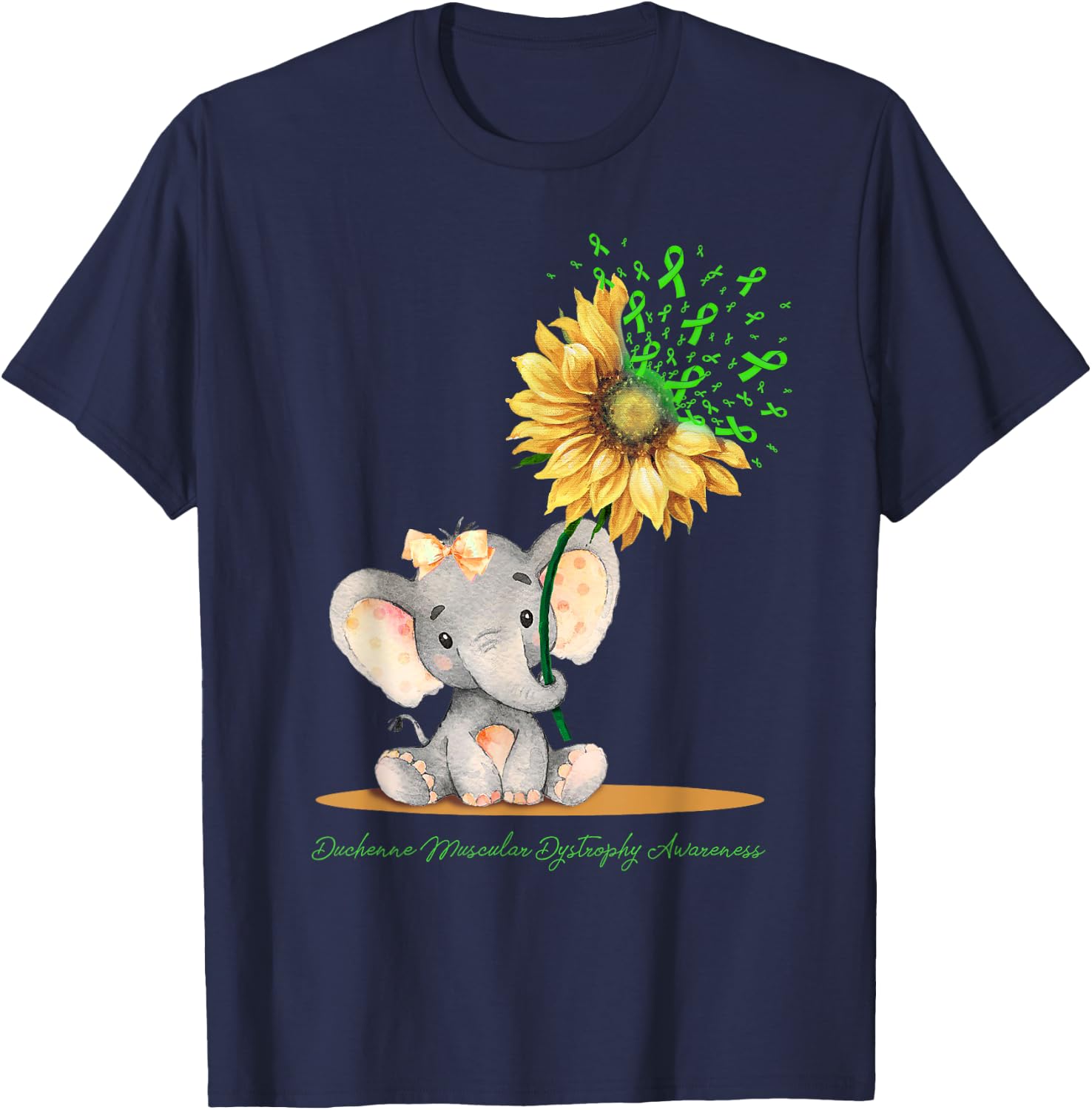 DUCHENNE MUSCULAR DYSTROPHY AWARENESS Cute Elephant T-Shirt - T-Shirt | Navy