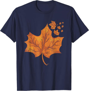 Colorful Autumn Maple Leaf Forest Thanksgiving Fall T-Shirt - T-Shirt | Navy