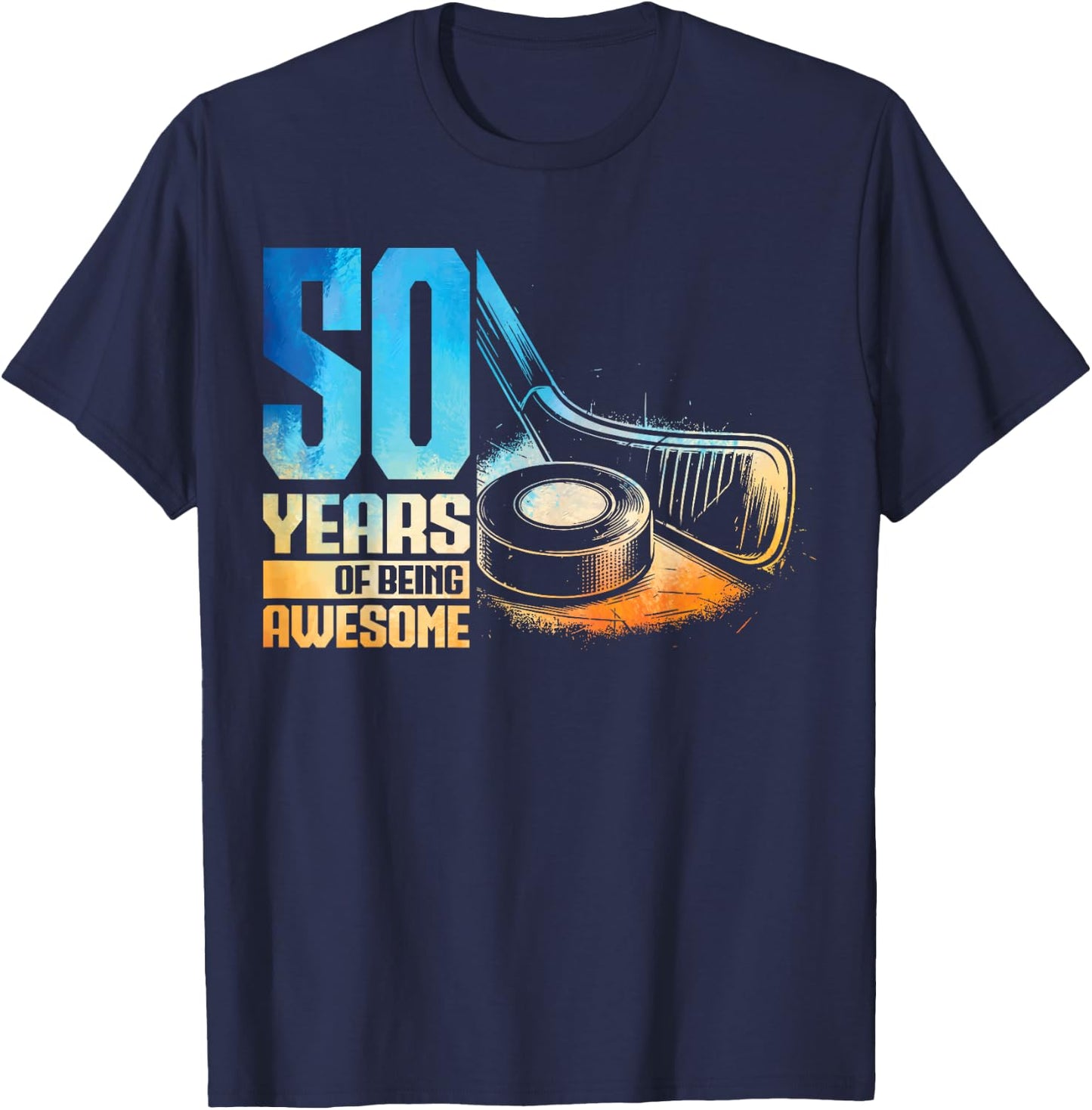 50th Birthday Men Icehockey Player Ice Hockey 50 Years Old T-Shirt - T-Shirt | Navy