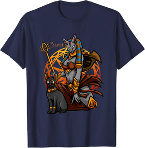 Bastet Egypt Cat Goddess - Ancient Egyptian Mythology Gods T-Shirt - T-Shirt | Navy