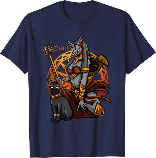 Bastet Egypt Cat Goddess - Ancient Egyptian Mythology Gods T-Shirt - T-Shirt | Navy