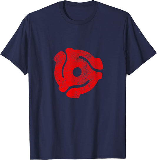 DJ 45 RPM Adapter Vintage Style Turntable Record Disc Jockey T-Shirt - T-Shirt | Navy