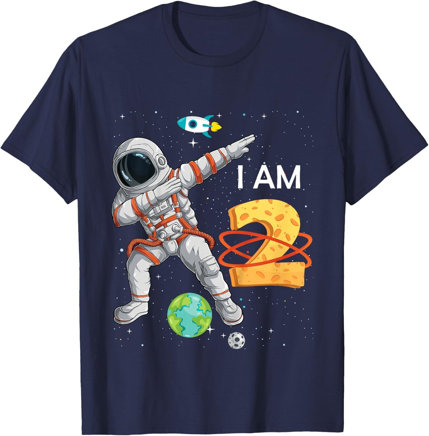 2 Years Old Birthday Boy Astronaut Space 2nd B-Day T-Shirt - T-Shirt | Navy