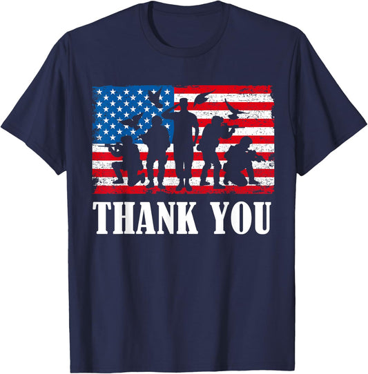 Thank You! Veterans Day & Memorial Day Partiotic Military T-Shirt - T-Shirt | Navy