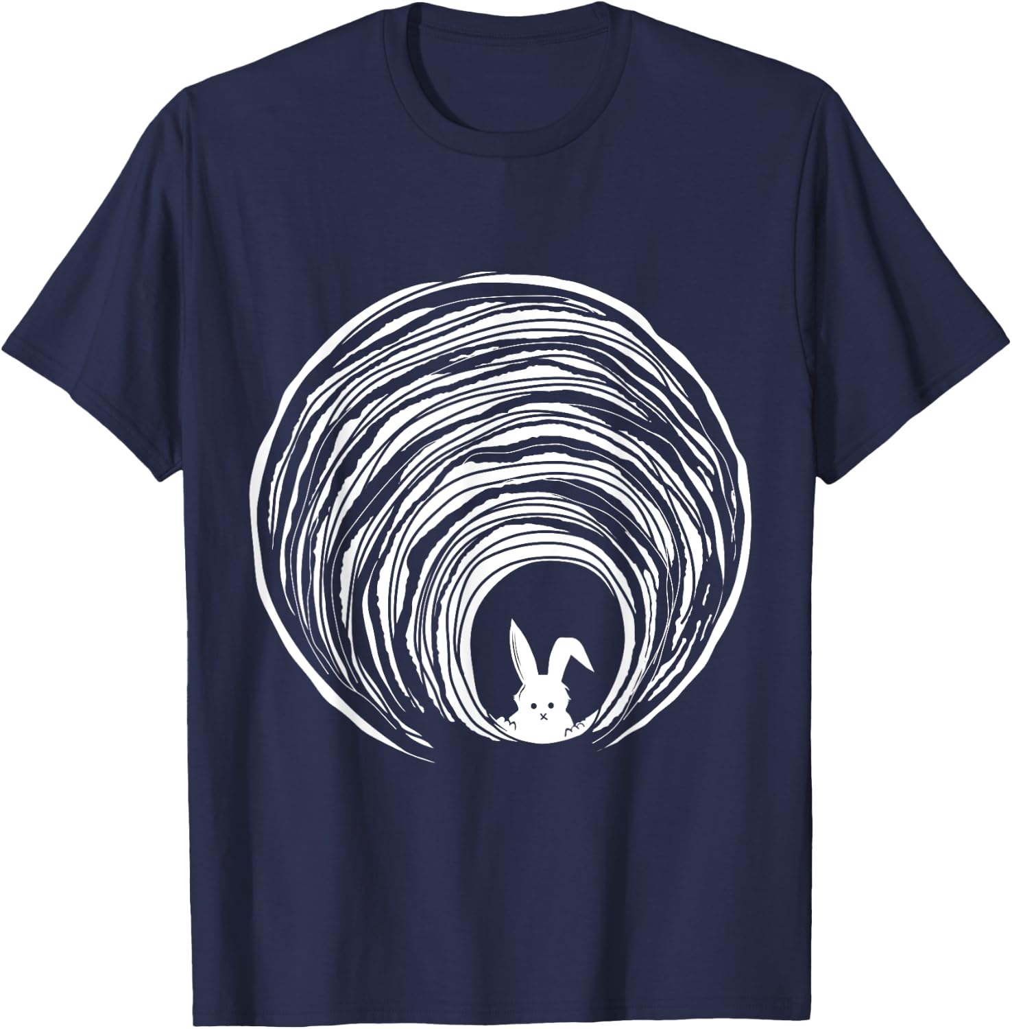 Conspiracy Theories Spiral Down Vortex Hole With Rabbit T-Shirt - T-Shirt | Navy