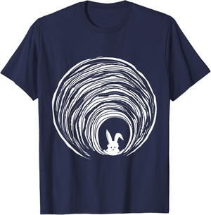 Conspiracy Theories Spiral Down Vortex Hole With Rabbit T-Shirt - T-Shirt | Navy