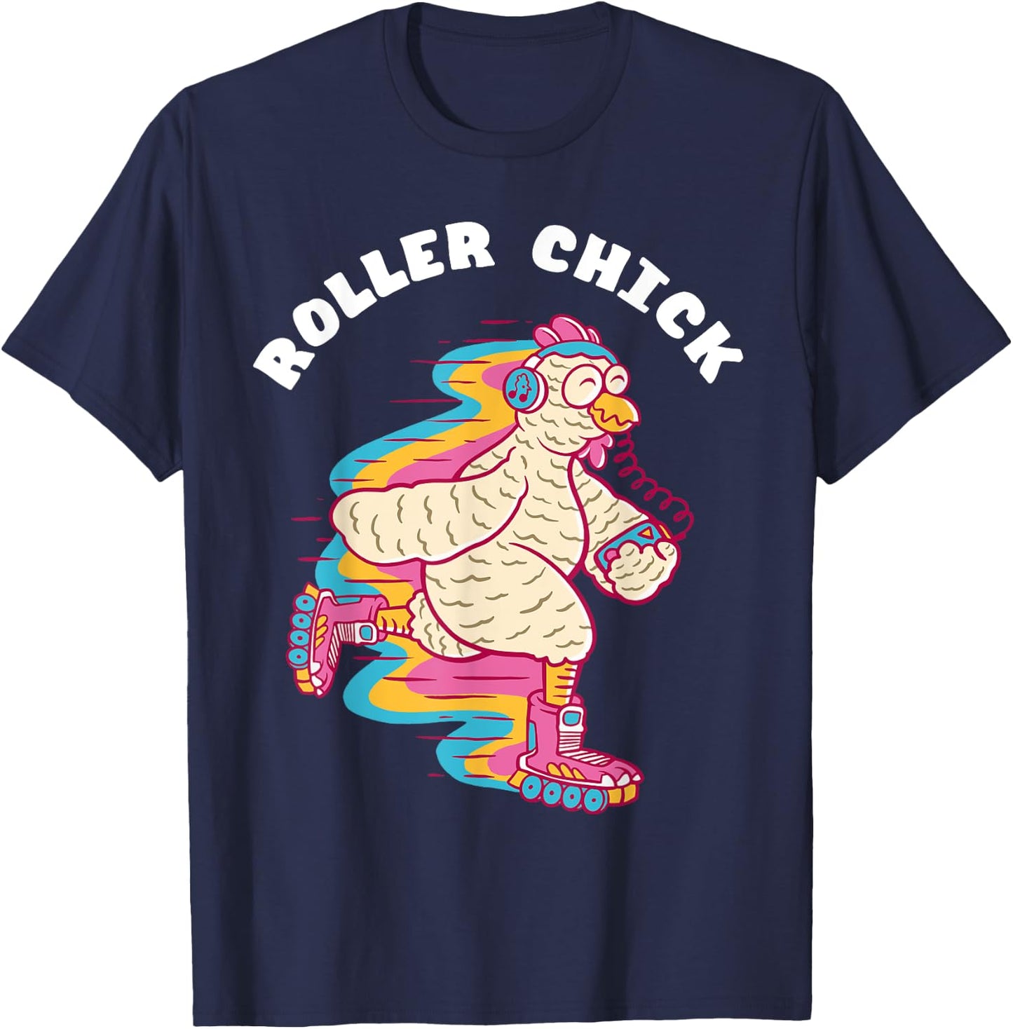 Roller Chick Roller Skater Chicken 80s Roller Skating T-Shirt - T-Shirt | Navy