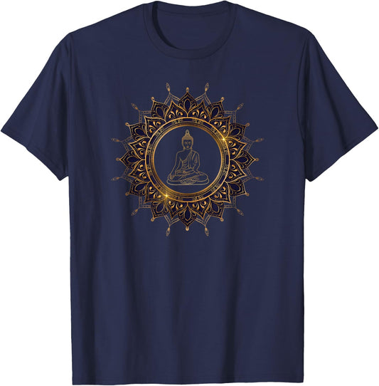Buddha Mandala Buddhist Mindfulness Buddhism Spiritual T-Shirt - T-Shirt | Navy