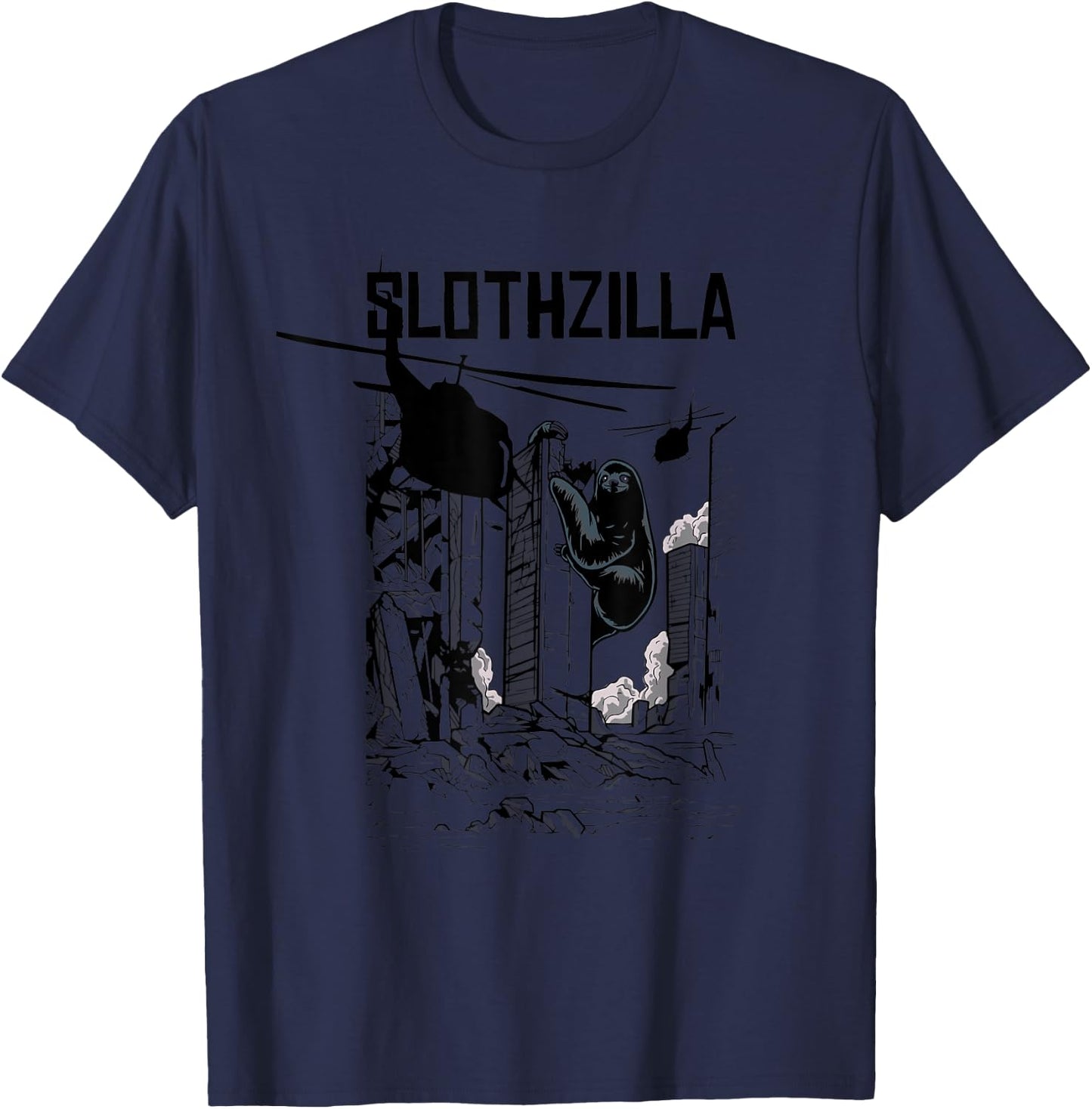 Slothzilla Apocalyptic Parody Sloth Gift Women Kids T-Shirt - T-Shirt | Navy