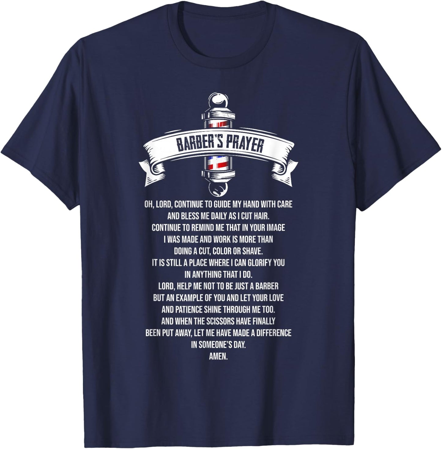 Barber's Prayer Barbershop Men's Religious Hairdresser T-Shirt - T-Shirt | Navy