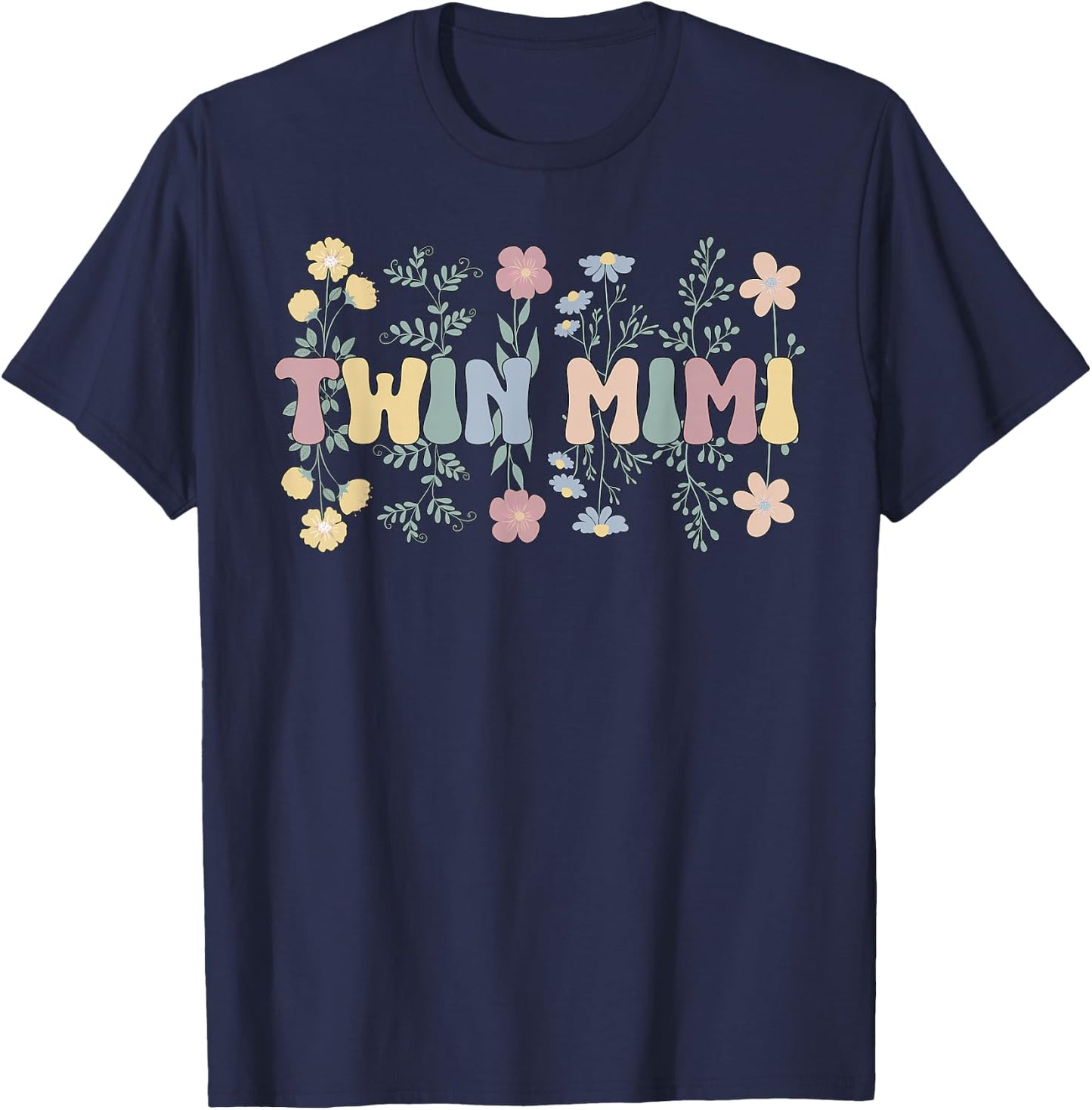 Twin Mimi Grandma Groovy Mimi Of Twins T-Shirt - T-Shirt | Navy
