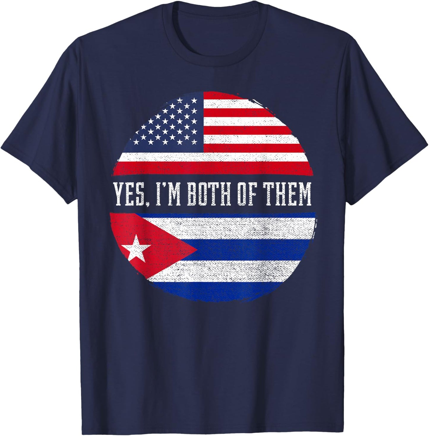 Half American Half Cuban USA Flag Cuba Heritage DNA T-Shirt - T-Shirt | Navy