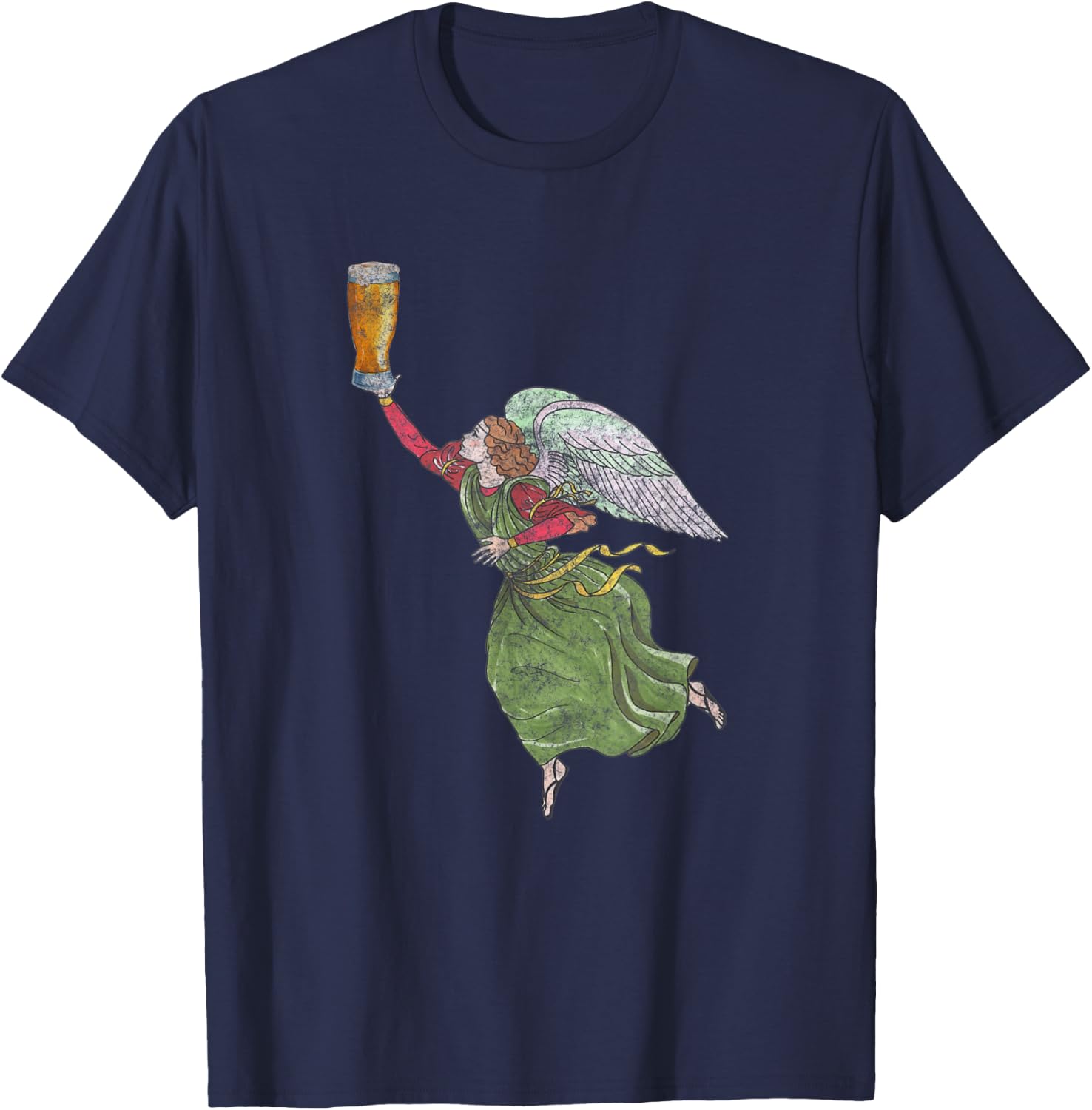 Vintage Angel Holding Beer T-Shirt - T-Shirt | Navy