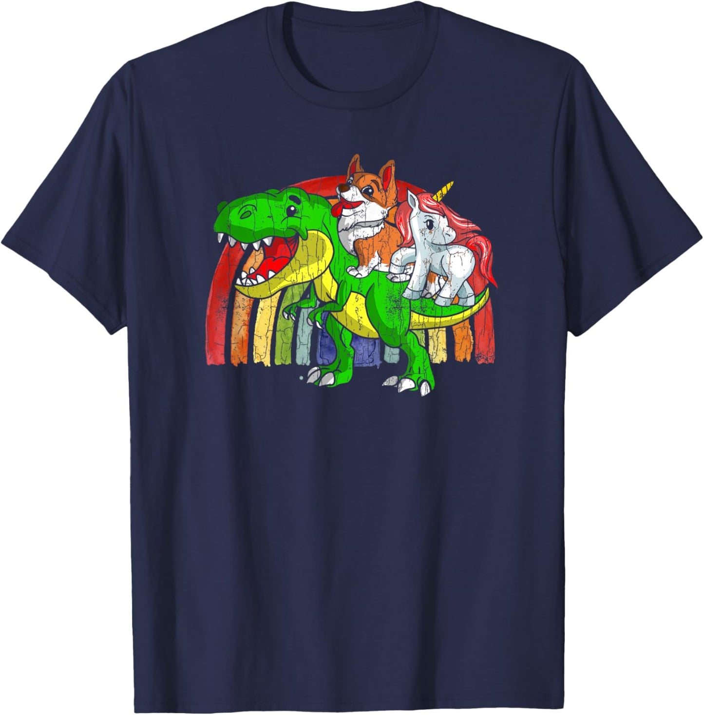 Australian Cattle Dog Unicorn Dinosaur Rex T-Shirt - T-Shirt | Navy