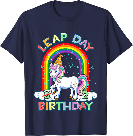 Kids Leap Day Birthday 8th February 29 8 Year Old Girl Gift T-Shirt - T-Shirt | Navy