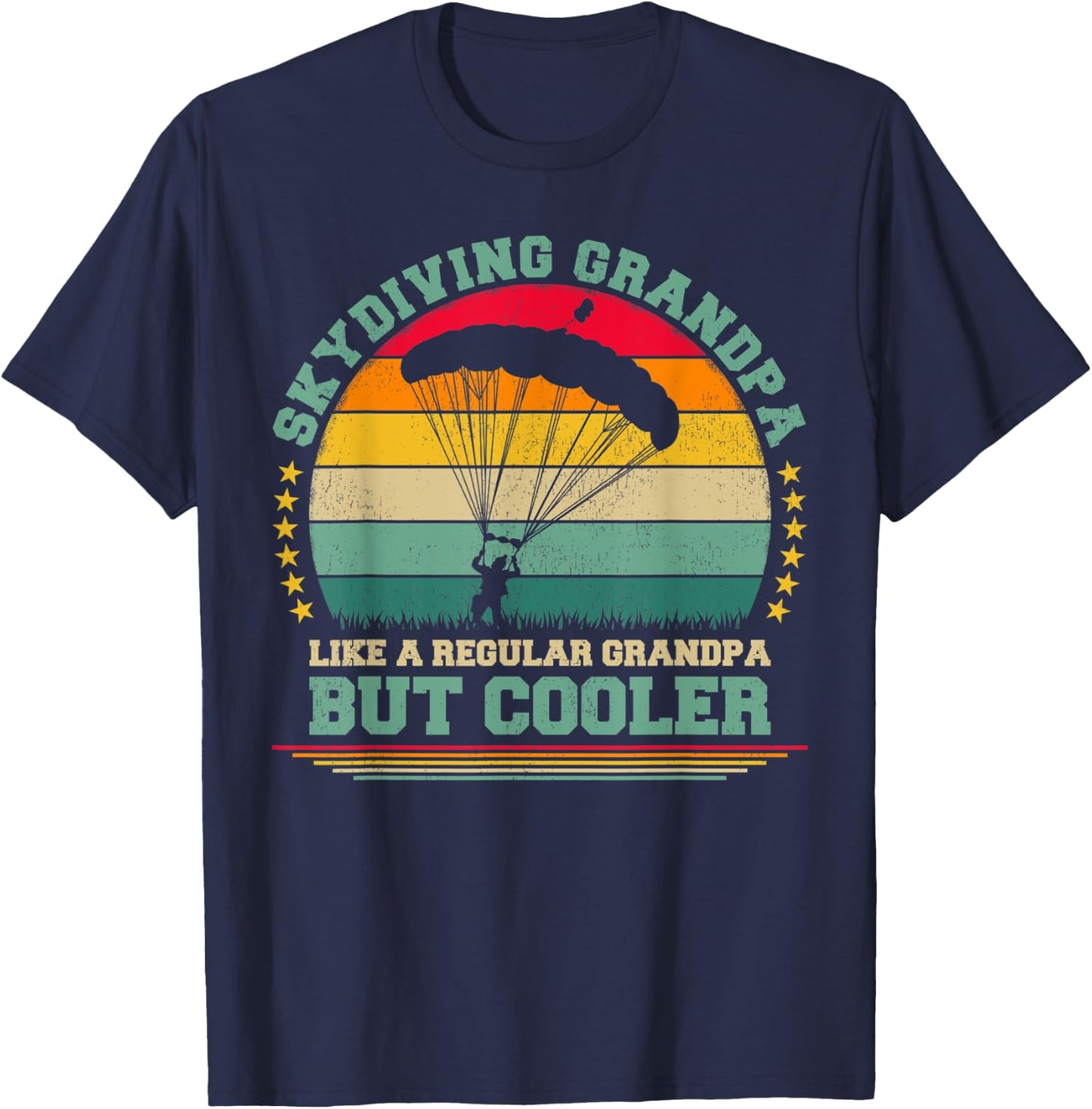 Skydiving Lover Funny Vintage Skydiving Grandpa Father's Day T-Shirt - T-Shirt | Navy