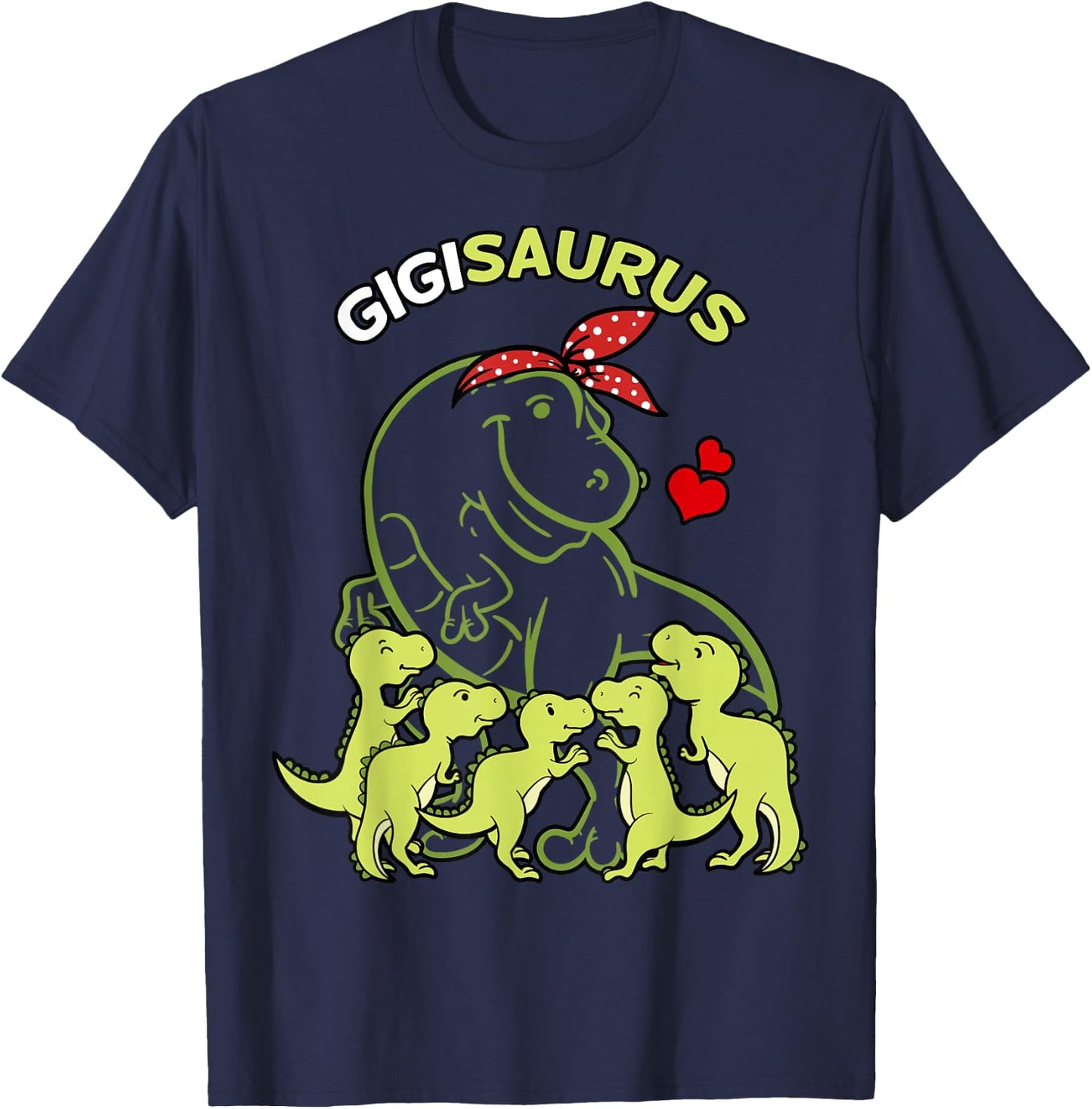 Gigisaurus Gigi 5 Kids Dinosaur Mother's Day T-Shirt - T-Shirt | Navy