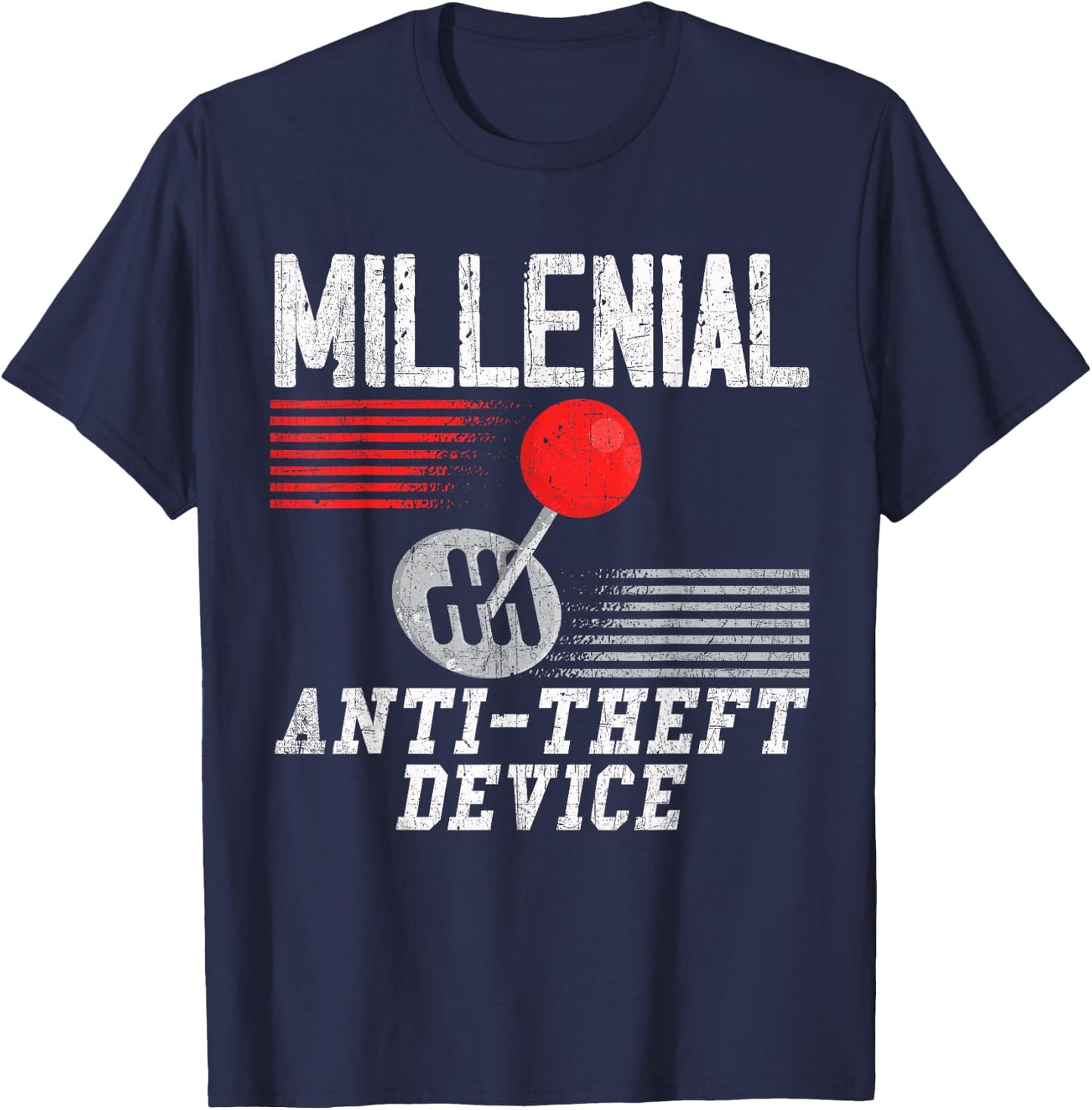 Millennial Anti-Theft Device Funny Manual Gear Box Novelty T-Shirt - T-Shirt | Navy