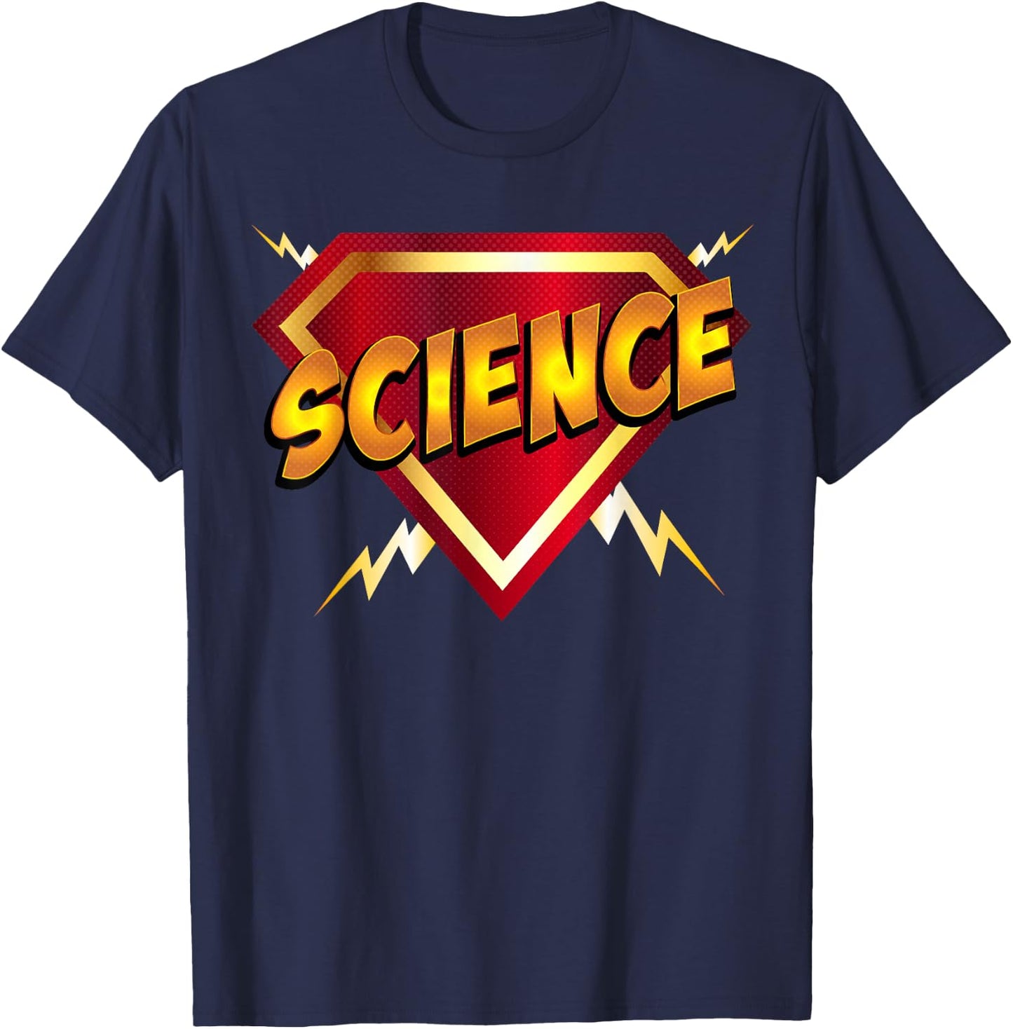 Super Science Superhero Scientist Comic Style T-Shirt - T-Shirt | Navy