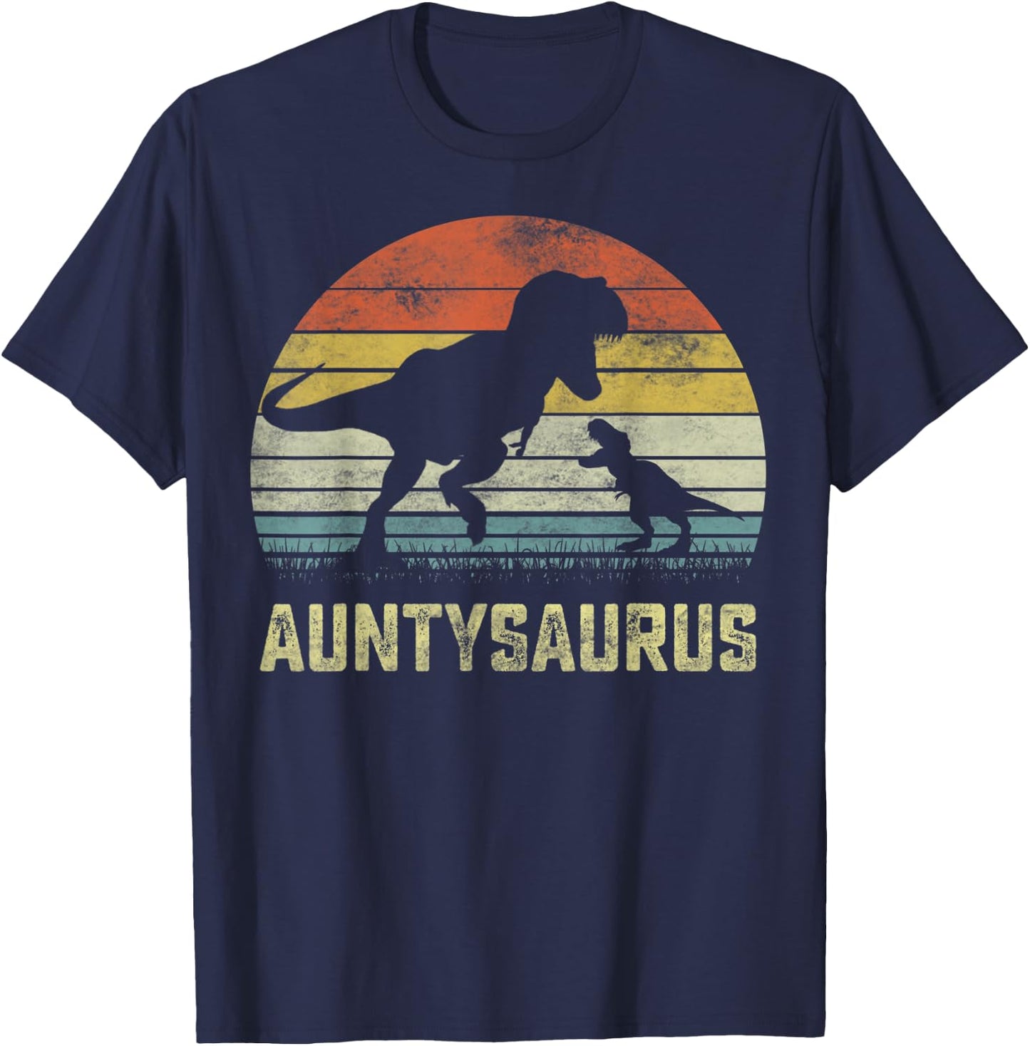 Auntysaurus T Rex Dinosaur Aunty Saurus Family Matching T-Shirt - T-Shirt | Navy