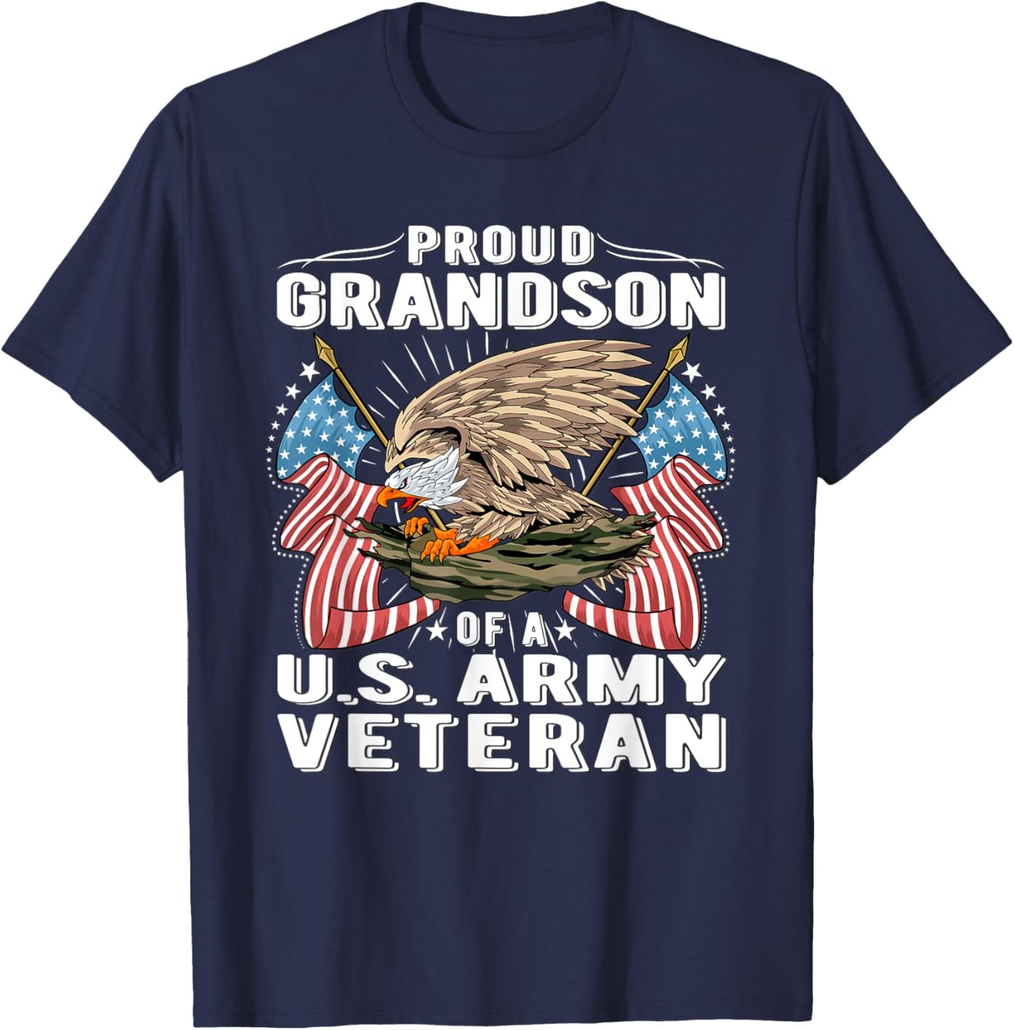 Proud Grandson Of A US Army Veteran - Military Vet's Family T-Shirt - T-Shirt | Navy