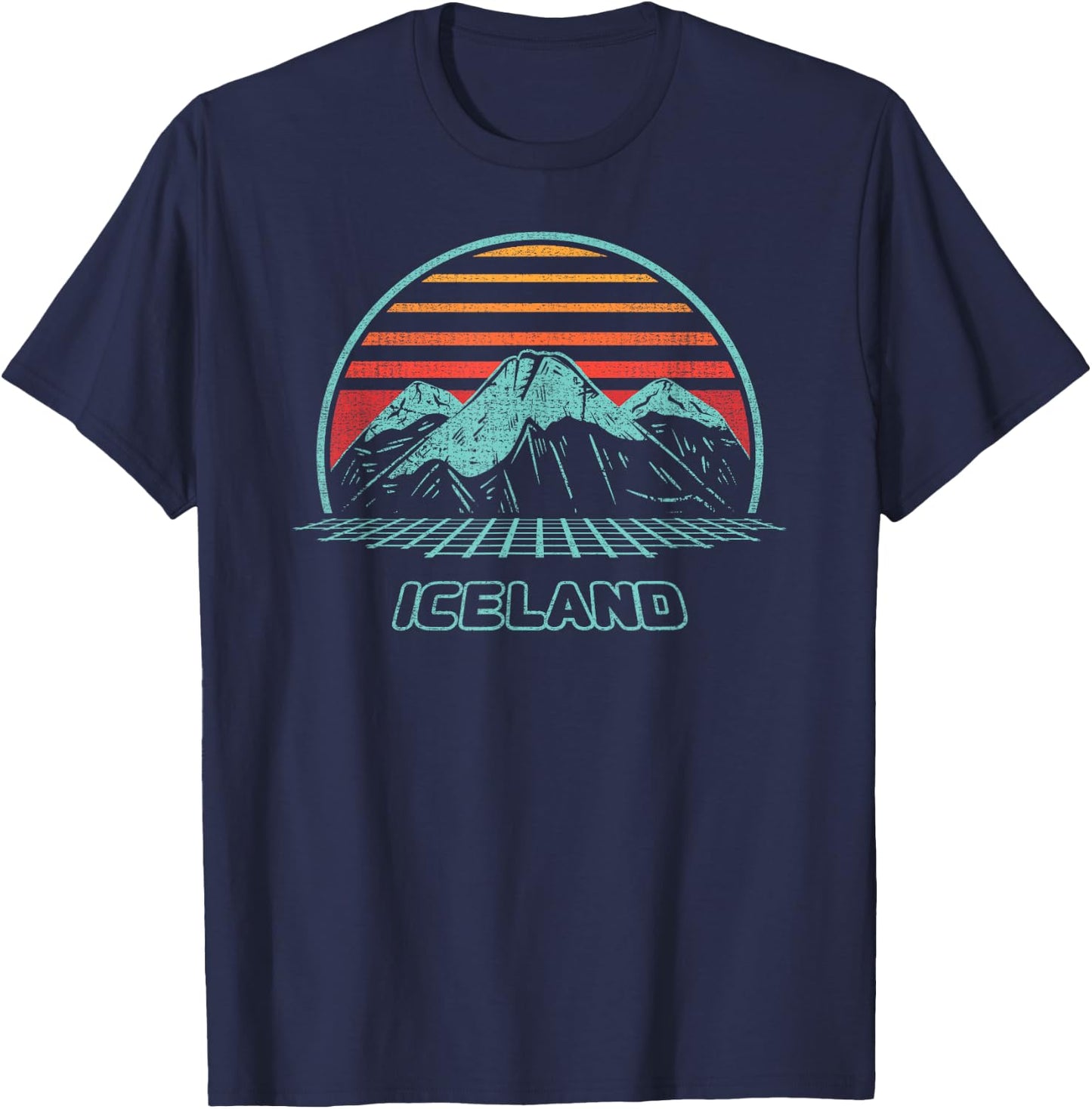 Iceland Retro Vintage 80s Style T-Shirt - T-Shirt | Navy