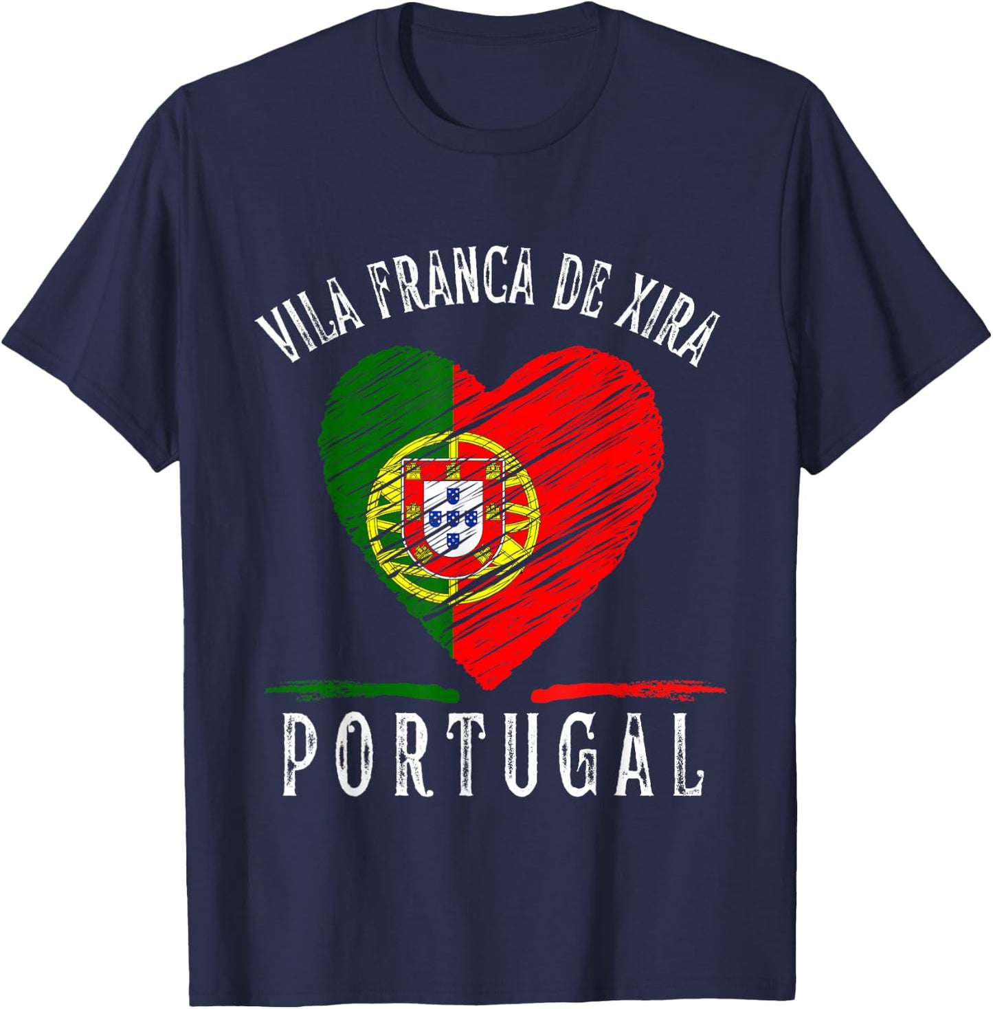 Portugal Flag Heart Vila Franca De Xira City T-Shirt - T-Shirt | Navy