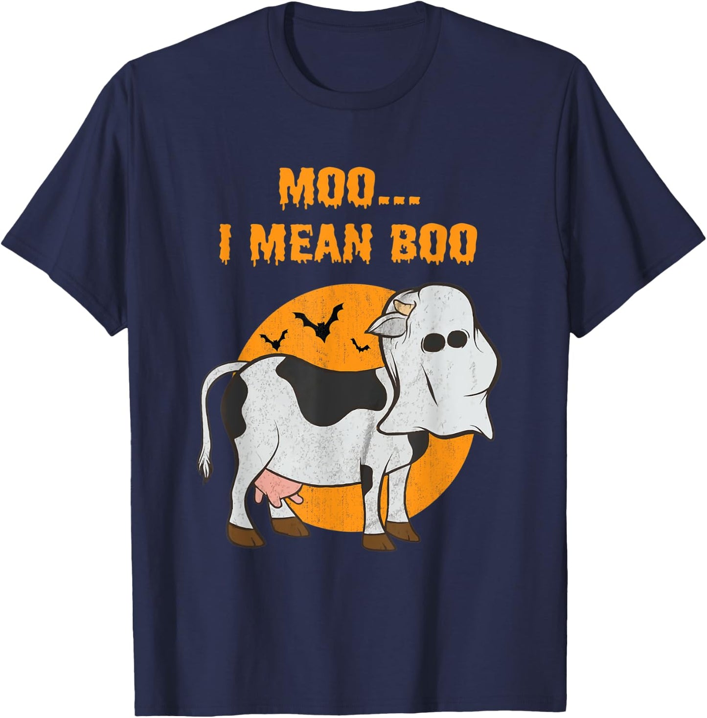 Ghost Cow Moo I Mean Boo T-Shirt - T-Shirt | Navy