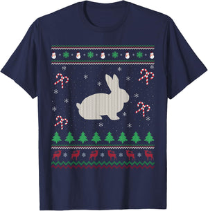 Funny Rabbit Lover Xmas Santa Ugly Rabbit Christmas T-Shirt - T-Shirt | Navy