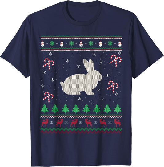 Funny Rabbit Lover Xmas Santa Ugly Rabbit Christmas T-Shirt - T-Shirt | Navy