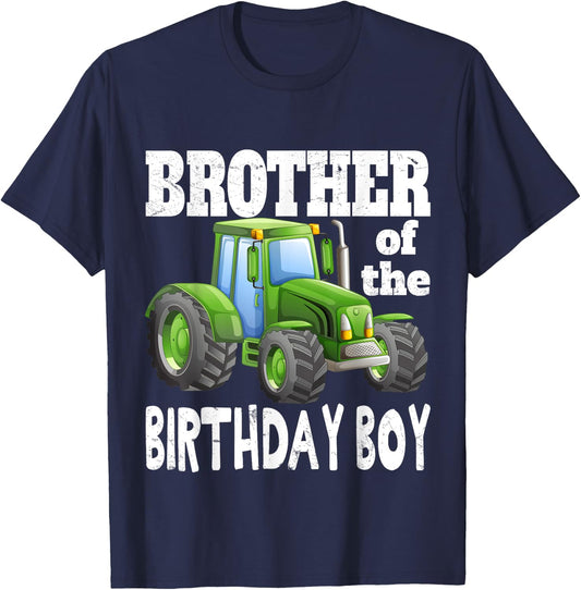 Brother of Birthday Boy Kids Farm Tractor Party Shirt Idea T-Shirt - T-Shirt | Navy