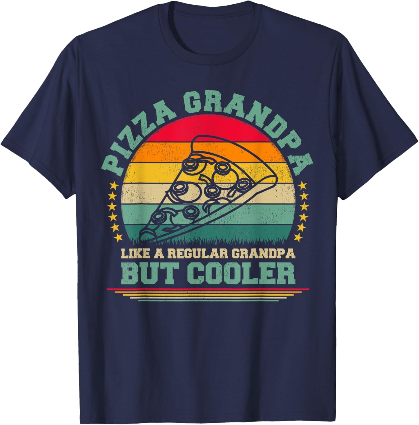 Pizza Lover Funny Vintage Pizza Grandpa Father's Day T-Shirt - T-Shirt | Navy