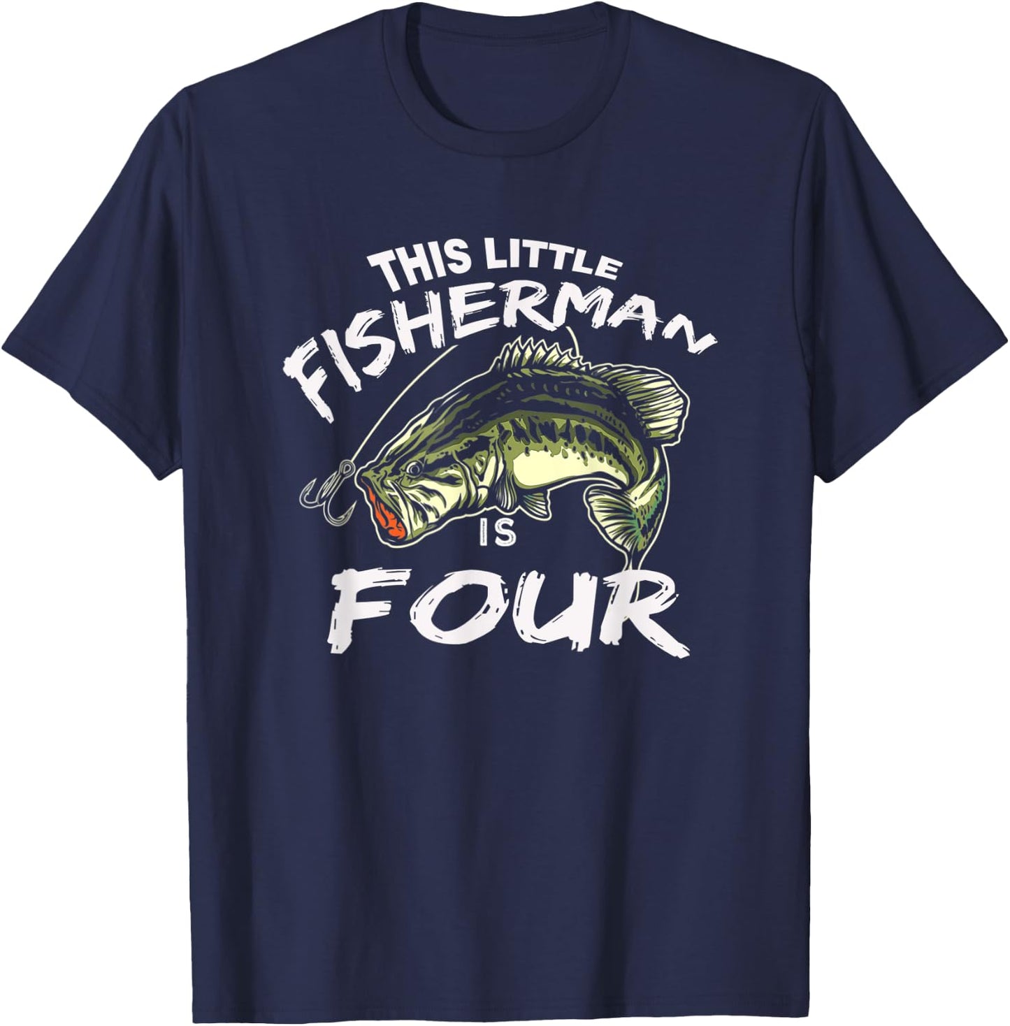 4th Birthday Fishing This Fisherman Is 4 T-Shirt - T-Shirt | Navy
