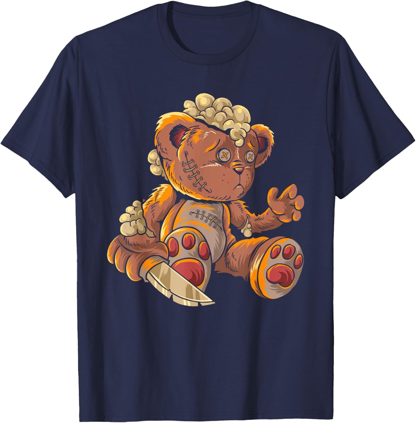 Killer Teddy Bear Lazy Halloween Costume Scary Monster T-Shirt - T-Shirt | Navy