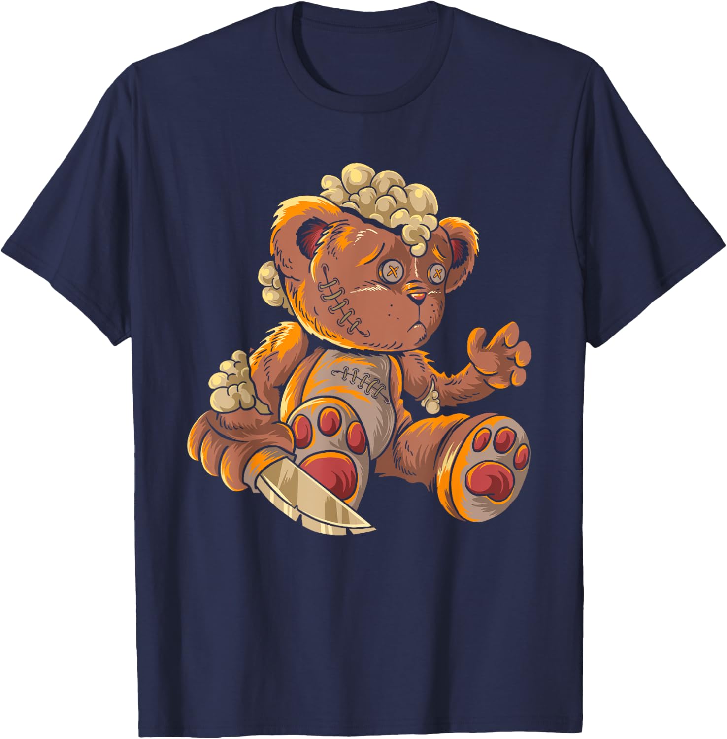 Killer Teddy Bear Lazy Halloween Costume Scary Monster T-Shirt - T-Shirt | Navy