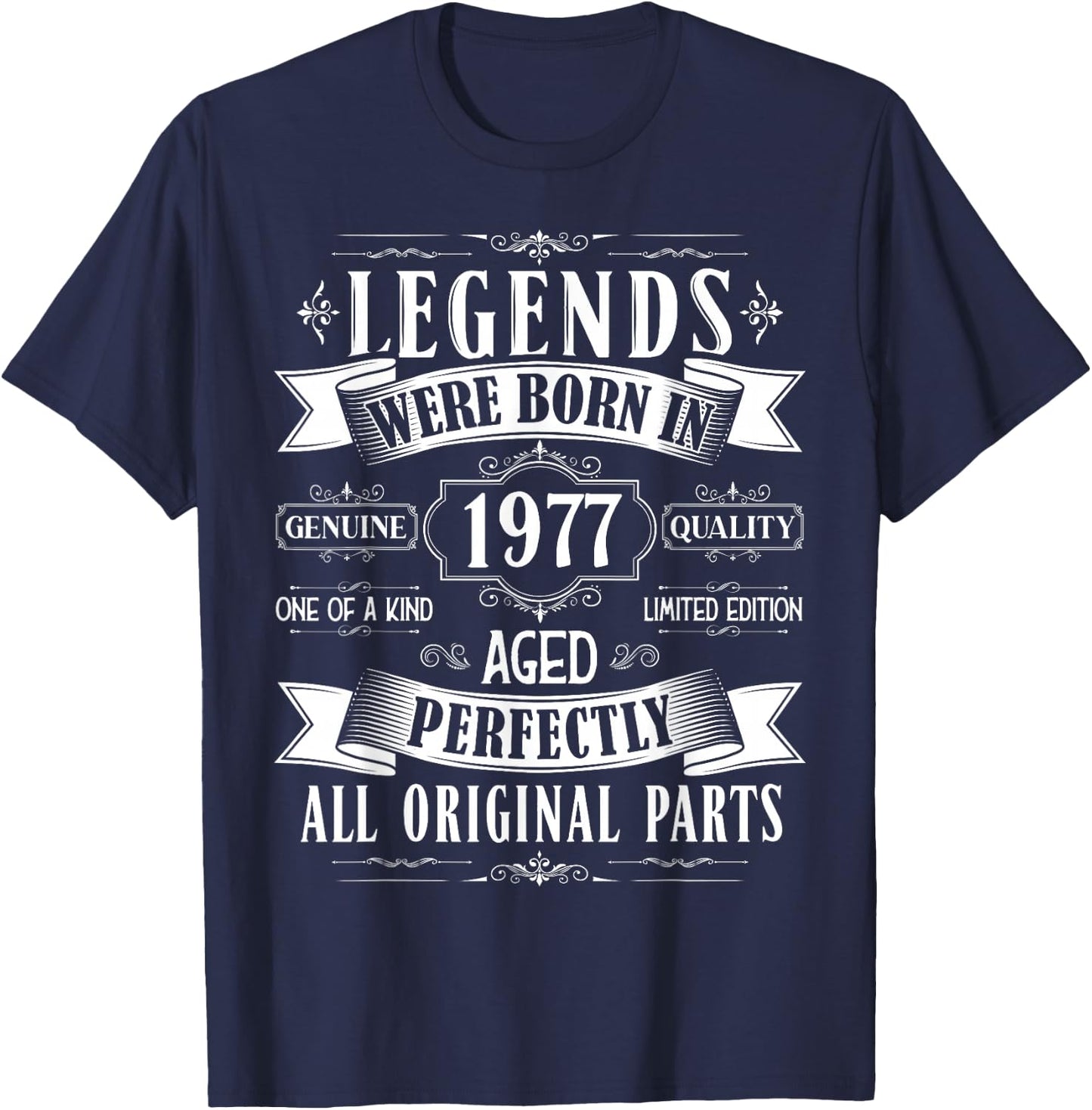 Legends Born In 1977 48th Birthday 48 Years Old Bday Men T-Shirt - T-Shirt | Navy