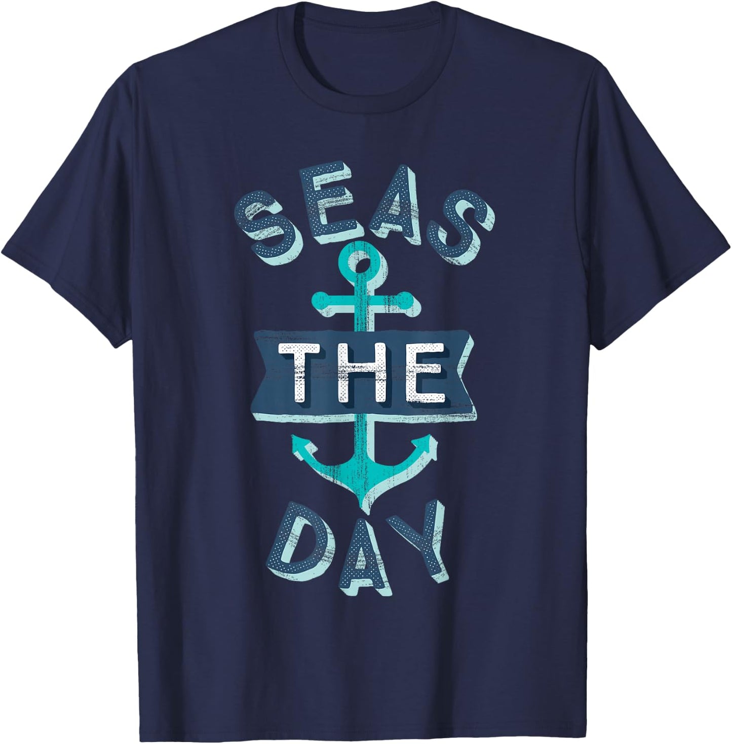 Nautical Bachelorette Party Sailing Gift Seas the Day Anchor T-Shirt - T-Shirt | Navy