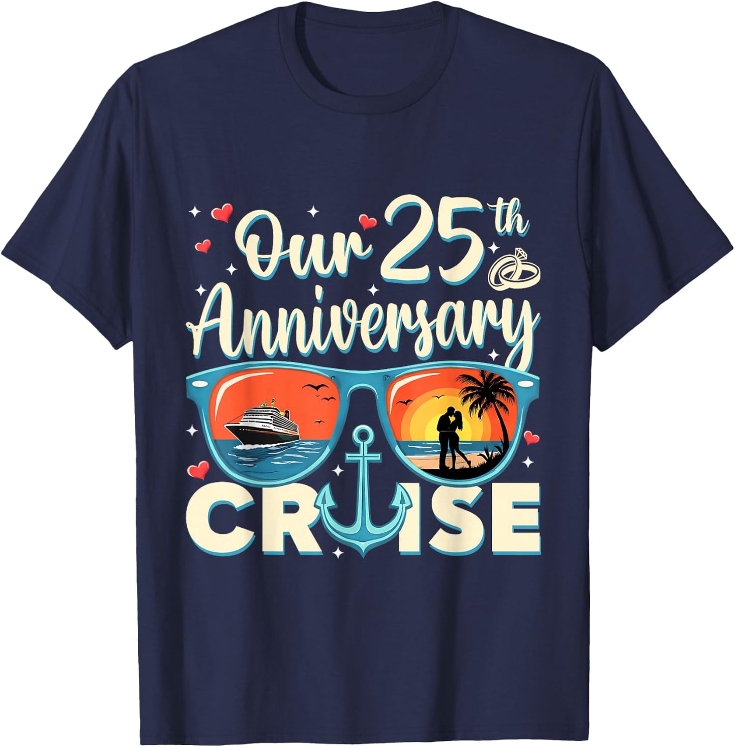 Our 25th Wedding Anniversary Cruise Vacation Couple Matching T-Shirt - T-Shirt | Navy