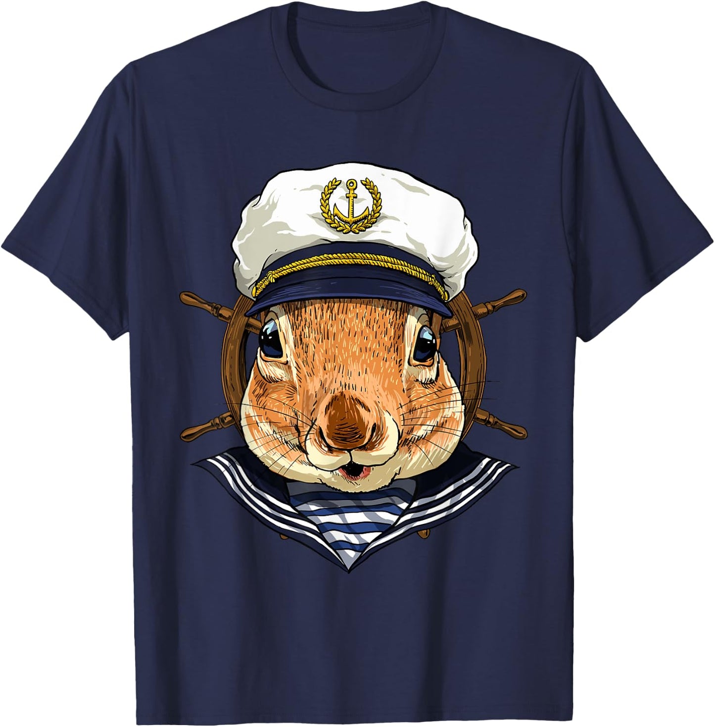 Squirrel Sailor Boat Captain Wildlife Squirrel Rodent Animal T-Shirt - T-Shirt | Navy