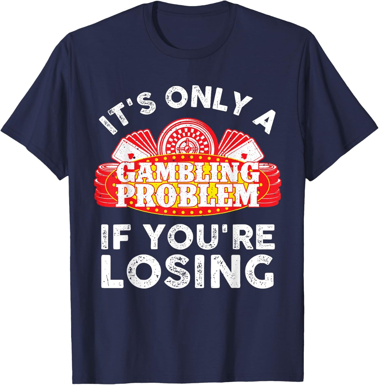 Best Gambling Gifts Gambler Stuff & Accessories -Adults, -Kids Black Cotton 100% Modern Collarless Size S T-Shirt - T-Shirt | Navy