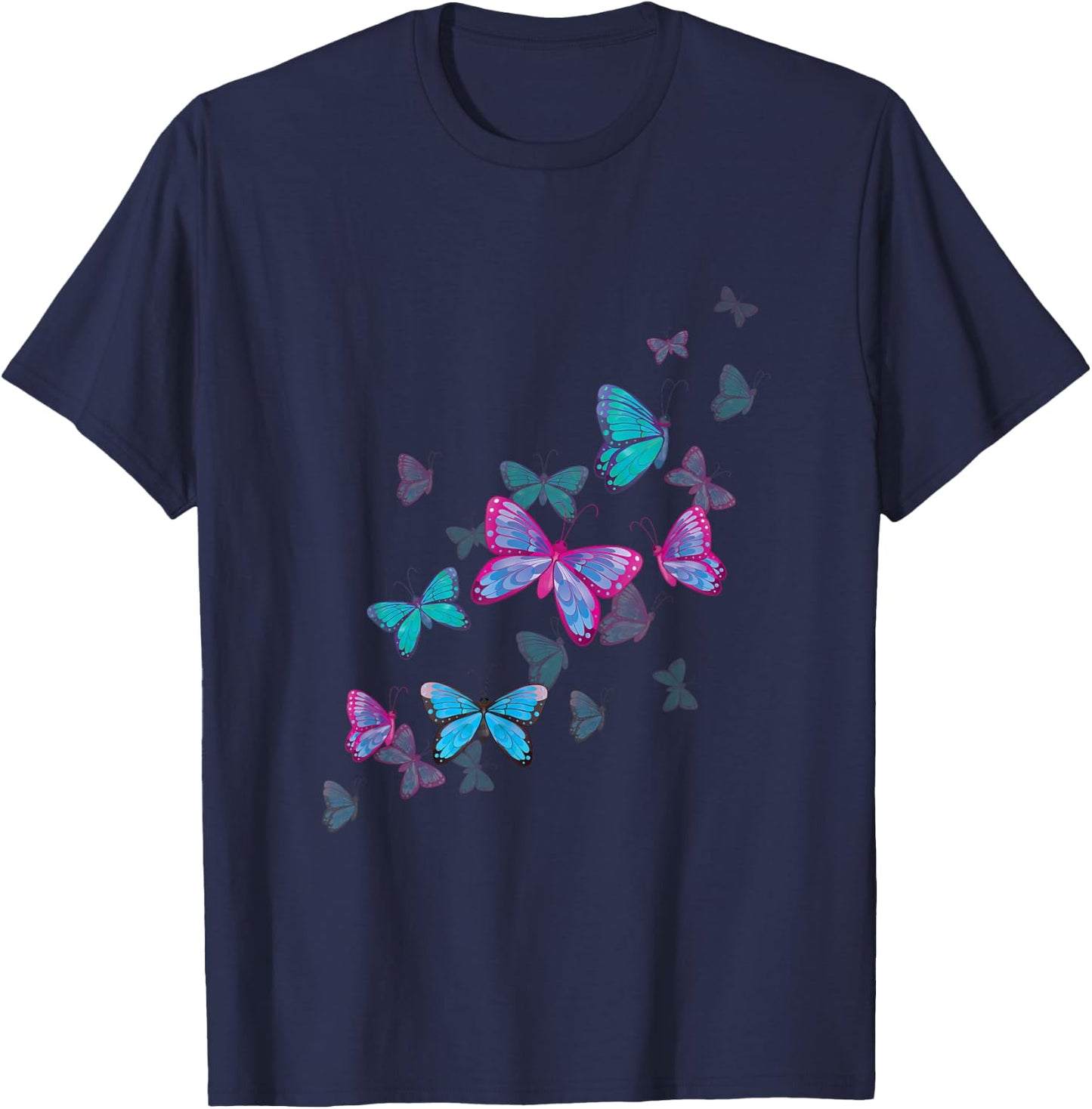 Butterflies Beautiful Colorful Butterfly Lepidoptera Spring T-Shirt - T-Shirt | Navy